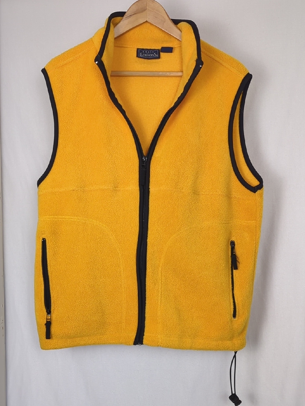 Men's Yellow Fleece Vest with Black Trim Size Medium